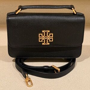 Tory Burch Britten Mini Top Handle  Pebbled Leather Bag